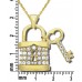 N884 Forever Gold Platd Crystal Lock & Key Pendant102856-Gold